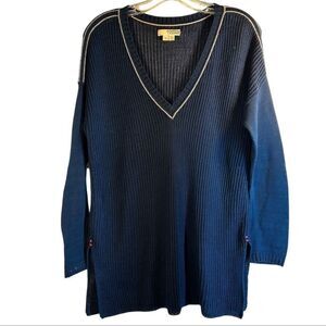 LABEL + THREAD WOMANS SWEATER XS BLUE PINK CAPSULE WARDROBE COMFY MINIMALIST